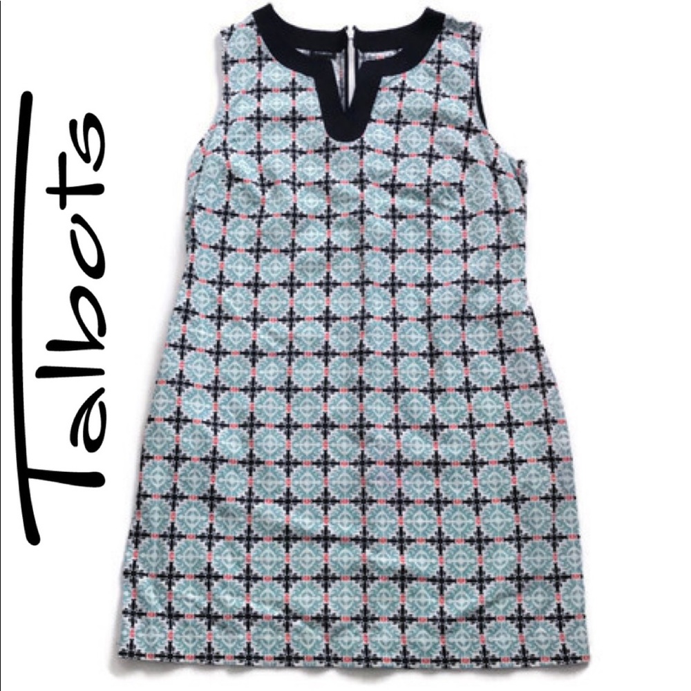 TALBOTS Teal Geometric Print Tunic Shift Sundress